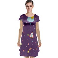 Space Travels Seamless Pattern Vector Cartoon Cap Sleeve Nightdress by Vaneshart