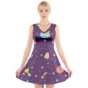 Space Travels Seamless Pattern Vector Cartoon V-Neck Sleeveless Dress View1