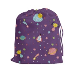 Space Travels Seamless Pattern Vector Cartoon Drawstring Pouch (2xl) by Vaneshart