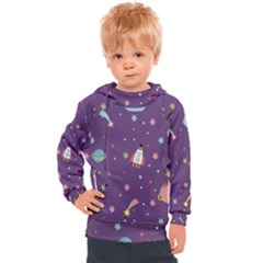 Space Travels Seamless Pattern Vector Cartoon Kids  Hooded Pullover