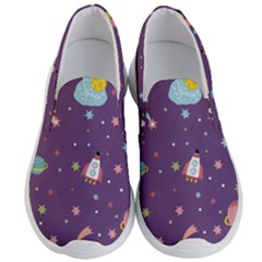 Space Travels Seamless Pattern Vector Cartoon Men s Lightweight Slip Ons by Vaneshart