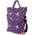 Space Travels Seamless Pattern Vector Cartoon Fold Over Handle Tote Bag View2