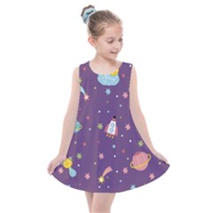 Space Travels Seamless Pattern Vector Cartoon Kids  Summer Dress by Vaneshart