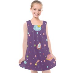 Space Travels Seamless Pattern Vector Cartoon Kids  Cross Back Dress by Vaneshart