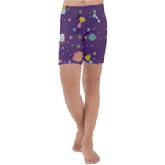 Space Travels Seamless Pattern Vector Cartoon Kids  Lightweight Velour Capri Yoga Leggings by Vaneshart