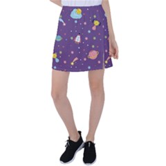 Space Travels Seamless Pattern Vector Cartoon Tennis Skirt by Vaneshart