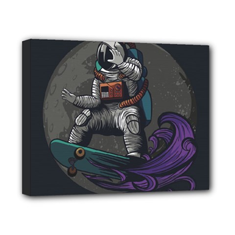 Illustration Astronaut Cosmonaut Paying Skateboard Sport Space With Astronaut Suit Canvas 10  X 8  (stretched) by Vaneshart