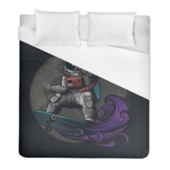 Illustration Astronaut Cosmonaut Paying Skateboard Sport Space With Astronaut Suit Duvet Cover (full/ Double Size) by Vaneshart