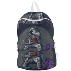 Illustration Astronaut Cosmonaut Paying Skateboard Sport Space With Astronaut Suit Foldable Lightweight Backpack by Vaneshart