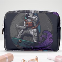 Illustration Astronaut Cosmonaut Paying Skateboard Sport Space With Astronaut Suit Make Up Pouch (medium) by Vaneshart