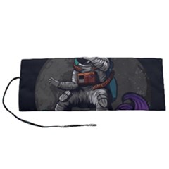 Illustration Astronaut Cosmonaut Paying Skateboard Sport Space With Astronaut Suit Roll Up Canvas Pencil Holder (s) by Vaneshart