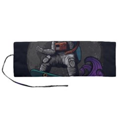 Illustration Astronaut Cosmonaut Paying Skateboard Sport Space With Astronaut Suit Roll Up Canvas Pencil Holder (m) by Vaneshart