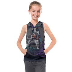 Illustration Astronaut Cosmonaut Paying Skateboard Sport Space With Astronaut Suit Kids  Sleeveless Hoodie