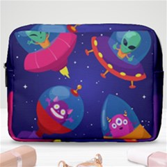 Cartoon Funny Aliens With Ufo Duck Starry Sky Set Make Up Pouch (large) by Vaneshart