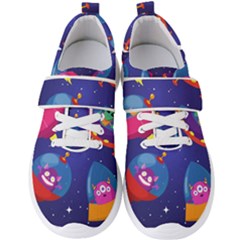 Cartoon Funny Aliens With Ufo Duck Starry Sky Set Men s Velcro Strap Shoes by Vaneshart