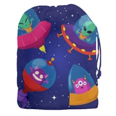 Cartoon Funny Aliens With Ufo Duck Starry Sky Set Drawstring Pouch (3xl) by Vaneshart