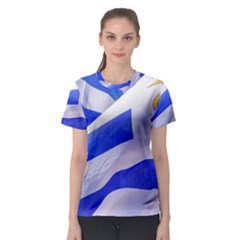 Uruguay Flags Waving Women s Sport Mesh Tee