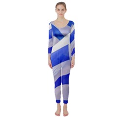 Uruguay Flags Waving Long Sleeve Catsuit by dflcprintsclothing