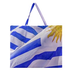 Uruguay Flags Waving Zipper Large Tote Bag by dflcprintsclothing