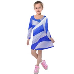 Uruguay Flags Waving Kids  Long Sleeve Velvet Dress by dflcprintsclothing