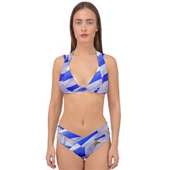 Uruguay Flags Waving Double Strap Halter Bikini Set by dflcprintsclothing