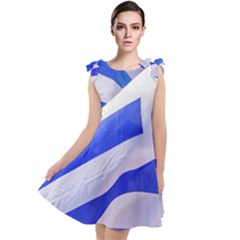 Uruguay Flags Waving Tie Up Tunic Dress