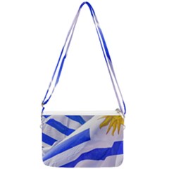 Uruguay Flags Waving Double Gusset Crossbody Bag