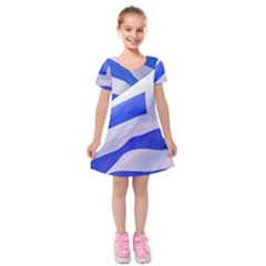 Uruguay Flags Waving Kids  Short Sleeve Velvet Dress by dflcprintsclothing