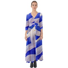 Uruguay Flags Waving Button Up Boho Maxi Dress