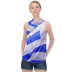 Uruguay Flags Waving High Neck Satin Top by dflcprintsclothing