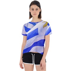 Uruguay Flags Waving Open Back Sport Tee