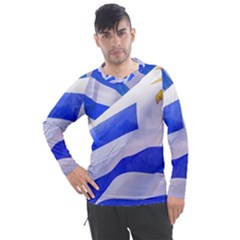 Uruguay Flags Waving Men s Pique Long Sleeve Tee