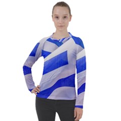 Uruguay Flags Waving Women s Pique Long Sleeve Tee