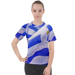 Uruguay Flags Waving Women s Sport Raglan Tee