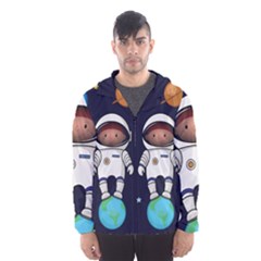 Boy Spaceman Space Rocket Ufo Planets Stars Men s Hooded Windbreaker by Vaneshart