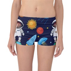 Boy Spaceman Space Rocket Ufo Planets Stars Reversible Boyleg Bikini Bottoms by Vaneshart