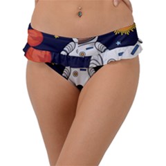 Boy Spaceman Space Rocket Ufo Planets Stars Frill Bikini Bottom by Vaneshart