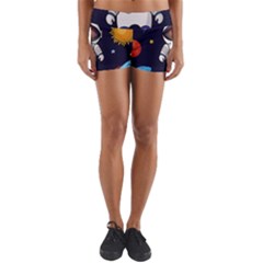 Boy Spaceman Space Rocket Ufo Planets Stars Yoga Shorts