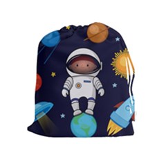 Boy Spaceman Space Rocket Ufo Planets Stars Drawstring Pouch (xl) by Vaneshart