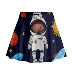 Boy Spaceman Space Rocket Ufo Planets Stars Mini Flare Skirt by Vaneshart