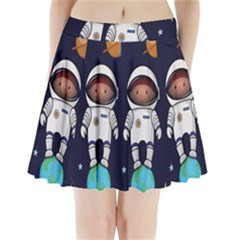 Boy Spaceman Space Rocket Ufo Planets Stars Pleated Mini Skirt by Vaneshart