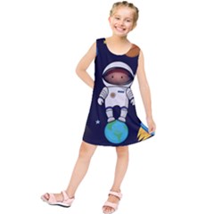 Boy Spaceman Space Rocket Ufo Planets Stars Kids  Tunic Dress by Vaneshart