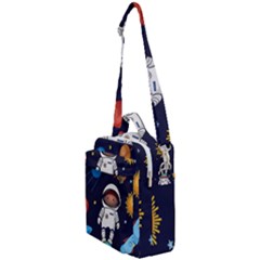 Boy Spaceman Space Rocket Ufo Planets Stars Crossbody Day Bag by Vaneshart