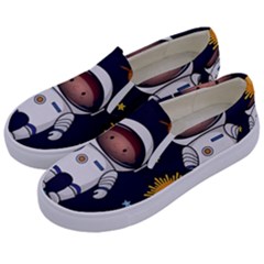 Boy Spaceman Space Rocket Ufo Planets Stars Kids  Canvas Slip Ons by Vaneshart