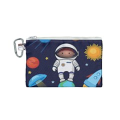 Boy Spaceman Space Rocket Ufo Planets Stars Canvas Cosmetic Bag (small) by Vaneshart