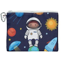 Boy Spaceman Space Rocket Ufo Planets Stars Canvas Cosmetic Bag (xxl) by Vaneshart