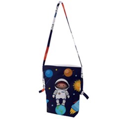 Boy Spaceman Space Rocket Ufo Planets Stars Folding Shoulder Bag by Vaneshart