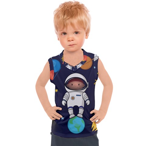 Boy Spaceman Space Rocket Ufo Planets Stars Kids  Sport Tank Top by Vaneshart