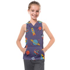 Space Seamless Pattern Kids  Sleeveless Hoodie