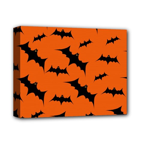 Halloween Card With Bats Flying Pattern Deluxe Canvas 14  X 11  (stretched) by Vaneshart